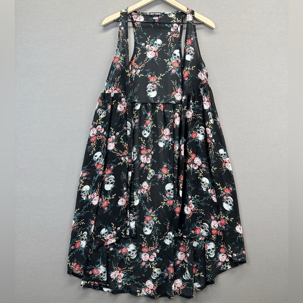 Hot Topic black skull floral duster